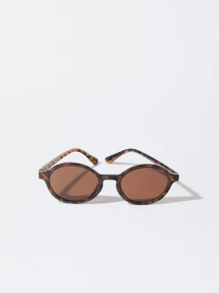 PARFOIS Kunststoff Sonnenbrille|Ovalem Sonnenbrille>Runde Sonnenbrille In Schildpattoptik Braun