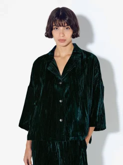 PARFOIS Kleider>Samtbluse Blau