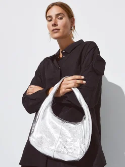 PARFOIS Schultertaschen|Taschen aus Leder NEW>Schultertasche Aus Metallic-Leder Silber