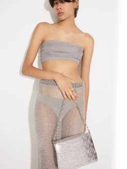 PARFOIS Schultertaschen|Basics>Schultertasche Aus Metallic-Leder Silber