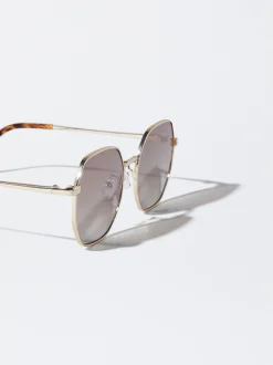 PARFOIS Schreibwaren NEW>Sechseckige Metallische Sonnenbrille Ros&eacute;gold