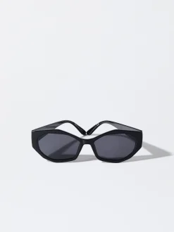 PARFOIS Kunststoff Sonnenbrille|Runde Sonnenbrille>Sechseckige Sonnenbrille Schwarz