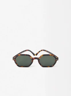 PARFOIS Kunststoff Sonnenbrille>Sechseckige Sonnenbrille Braun