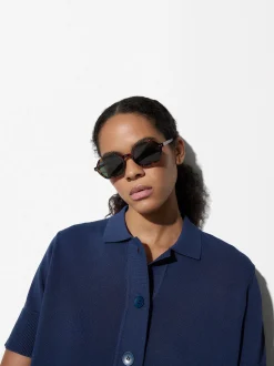 PARFOIS Kunststoff Sonnenbrille>Sechseckige Sonnenbrille Braun