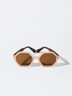 PARFOIS Kunststoff Sonnenbrille|Cat-Eye Sonnenbrille>Sechseckige Sonnenbrille Rosa