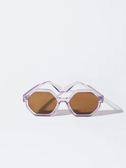 PARFOIS Kunststoff Sonnenbrille|Quadratische Sonnenbrille>Sechseckige Sonnenbrille Lila
