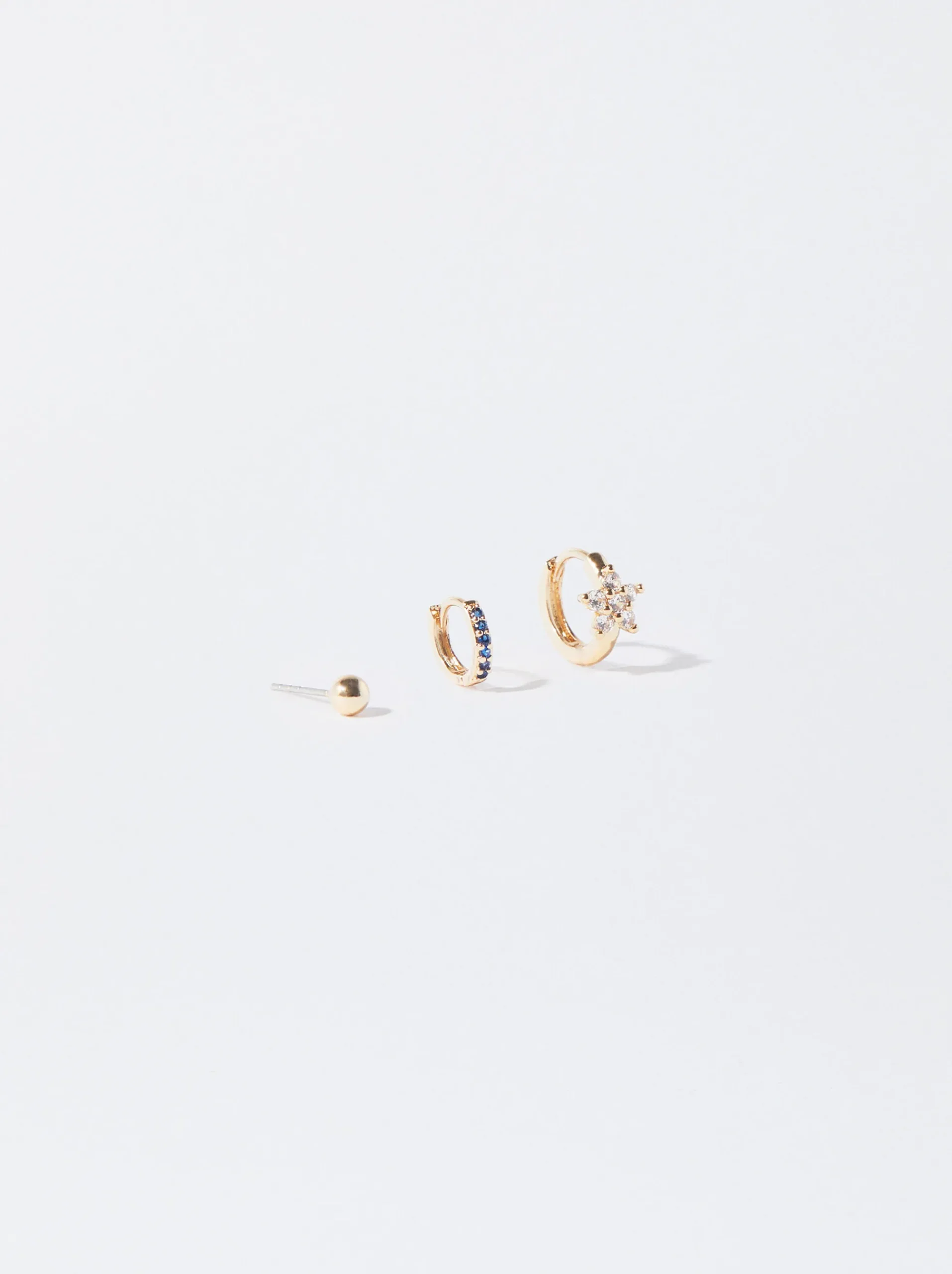 PARFOIS Kurze Ohrringe|Hoop-Ohrringe>Set Goldene Ohrringe Mit Zirkoniasteinen Mehrfarbig