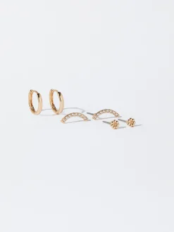 PARFOIS Raffinierter Modeschmuck|Lange Ohrringe>Set e Ohrringe Mit Zirkoniasteinen Golden