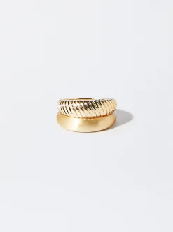 PARFOIS Kurze Ohrringe|Hoop-Ohrringe>Set e Ringe Golden