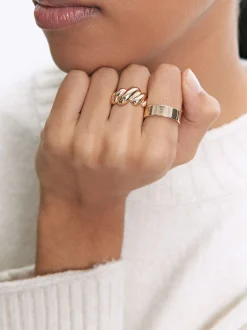 PARFOIS Kurze Ohrringe|Hoop-Ohrringe>Set er Ringe Golden