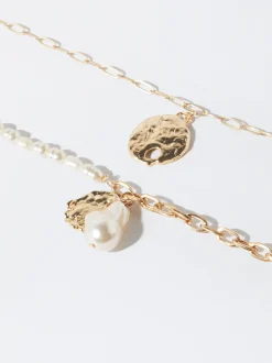 PARFOIS Set Ohrringen|Hoop-Ohrringe>Set Kombinierte Halsketten Mit Medaillon Und Perle Weib