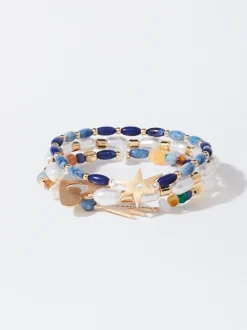 PARFOIS Set Ohrringen|Hoop-Ohrringe>Set Mit Armb&auml;ndern Mit Kunstperlen Mehrfarbig