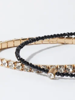 PARFOIS Kurze Halsketten>Set Mit Elastischen Armb&auml;ndern Schwarz
