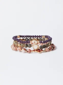 PARFOIS Trend Collection|Kurze Ohrringe>Set Mit Elastischen Armb&auml;ndern Mit Edelsteinen