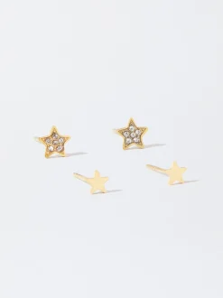 PARFOIS Halsketten|Kurze Halsketten>Set Ohrringe Aus Vergoldetem Stahl Mit Zirkonias Golden