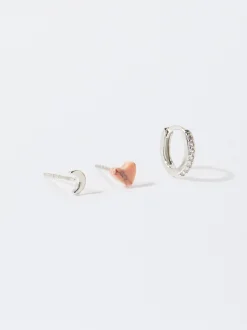 PARFOIS Ring-Sets|Ringe>Set Ohrringe Mit Stein Rosa