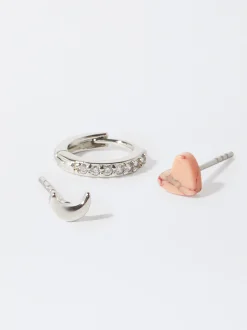 PARFOIS Ring-Sets|Ringe>Set Ohrringe Mit Stein Rosa