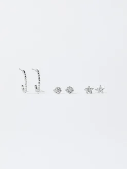 PARFOIS Lange Ohrringe|Basics>Set Ohrringe Mit Stern Silber