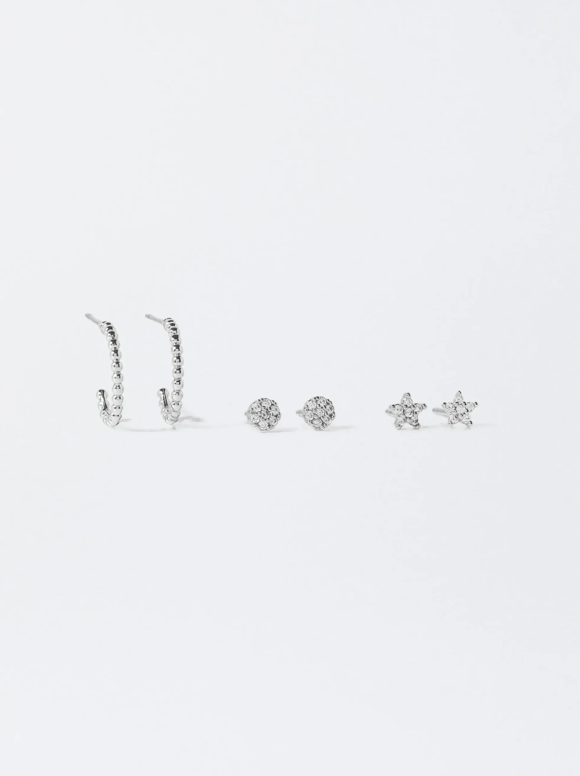 PARFOIS Lange Ohrringe|Basics>Set Ohrringe Mit Stern Silber