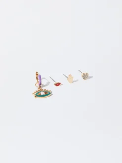PARFOIS Kurze Ohrringe|Hoop-Ohrringe>Set Ohrringe Mit Zirkoniasteinen Mehrfarbig