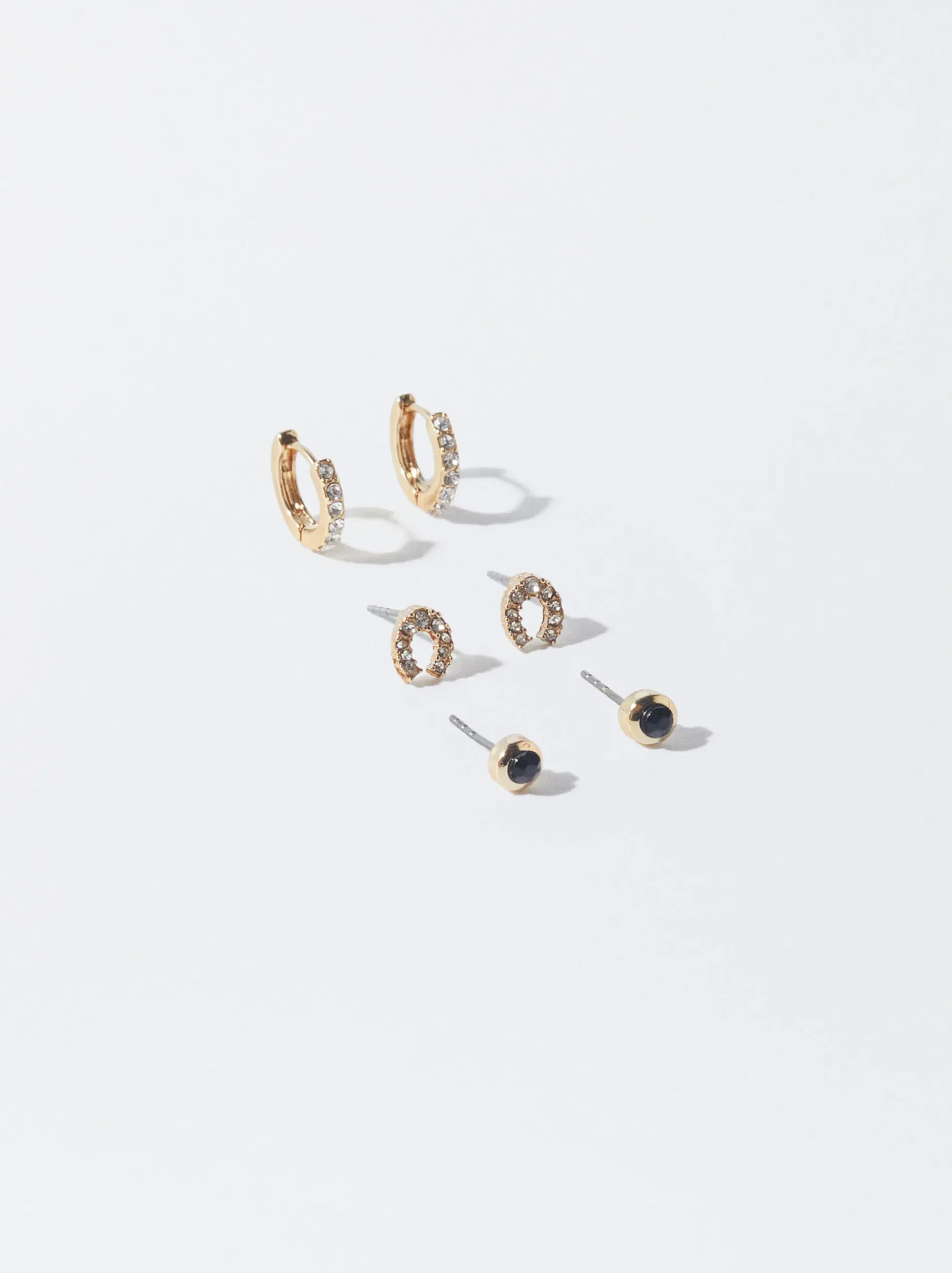 PARFOIS Kurze Ohrringe|Hoop-Ohrringe>Set Ohrringe Mit Zirkoniasteinen Schwarz