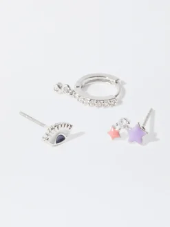 PARFOIS Kurze Ohrringe|Hoop-Ohrringe>Set Ohrringe Mit Zirkoniasteinen Mehrfarbig