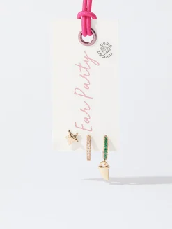 PARFOIS Kurze Ohrringe|Hoop-Ohrringe>Set Ohrringe Mit Zirkoniasteinen Mehrfarbig