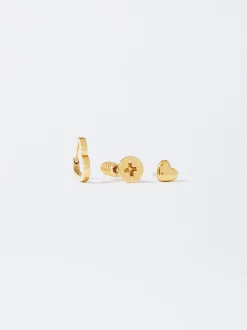 PARFOIS Basics|Kurze Ohrringe>Set Ohrringen Aus Stahl Golden