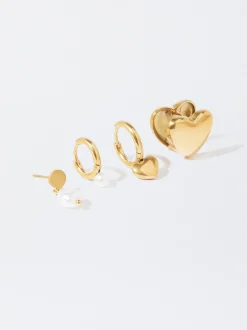 PARFOIS Halsketten|Kurze Halsketten>Set Ohrringen Aus Stahl Golden
