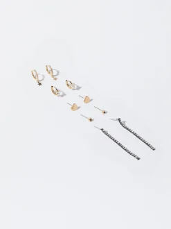 PARFOIS Kurze Ohrringe|Hoop-Ohrringe>Set Ohrringen Mit Strass Schwarz