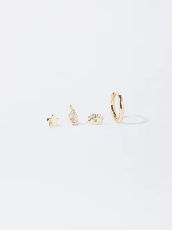 PARFOIS Kurze Ohrringe|Hoop-Ohrringe>Set Ohrringen Mit Strass Golden