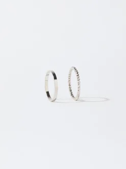 PARFOIS Raffinierter Modeschmuck|Kurze Ohrringe>Set farbene Ringe Silber