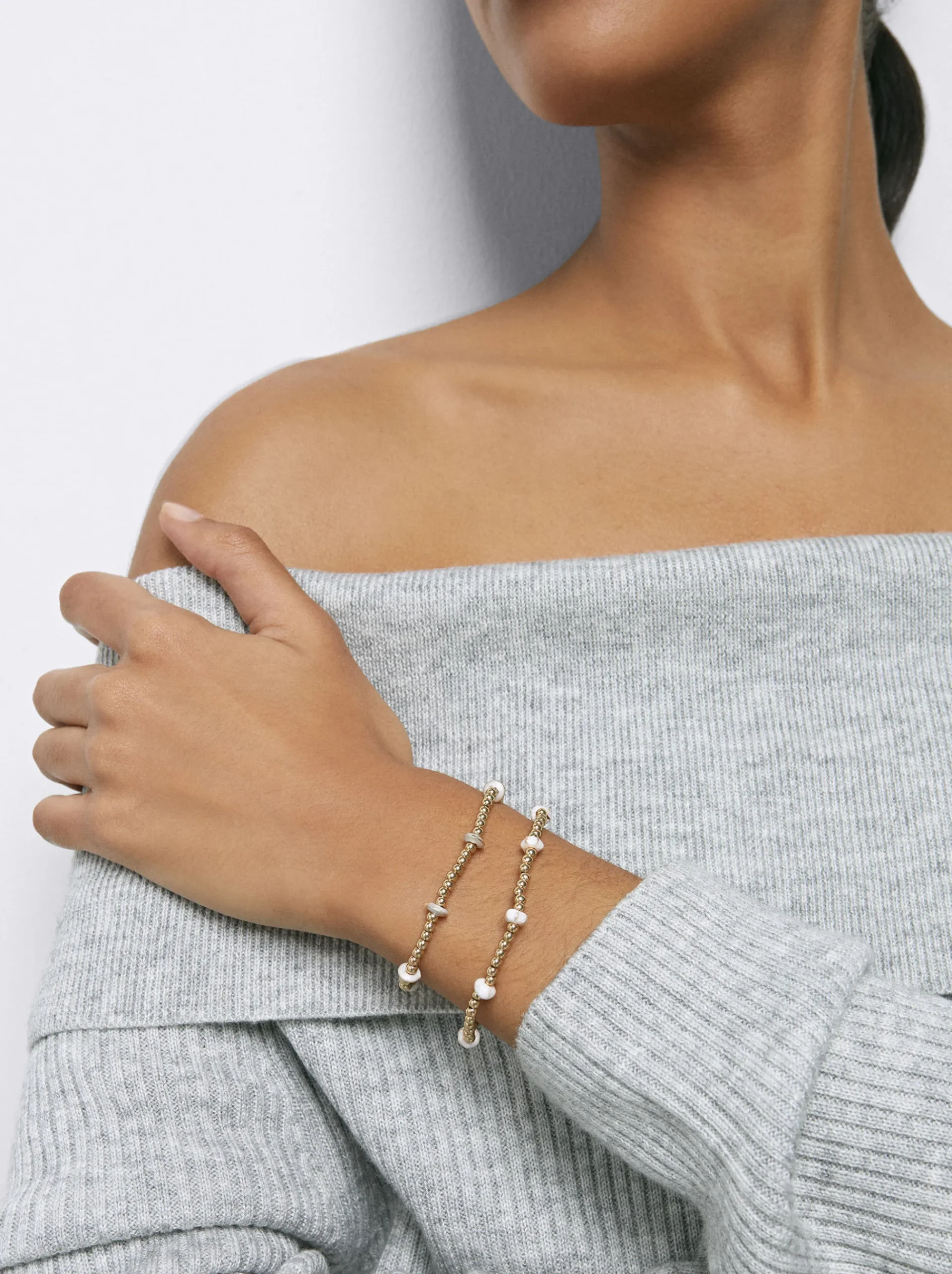 PARFOIS Kurze Halsketten>Set Von Elastischen Armbändern Beige