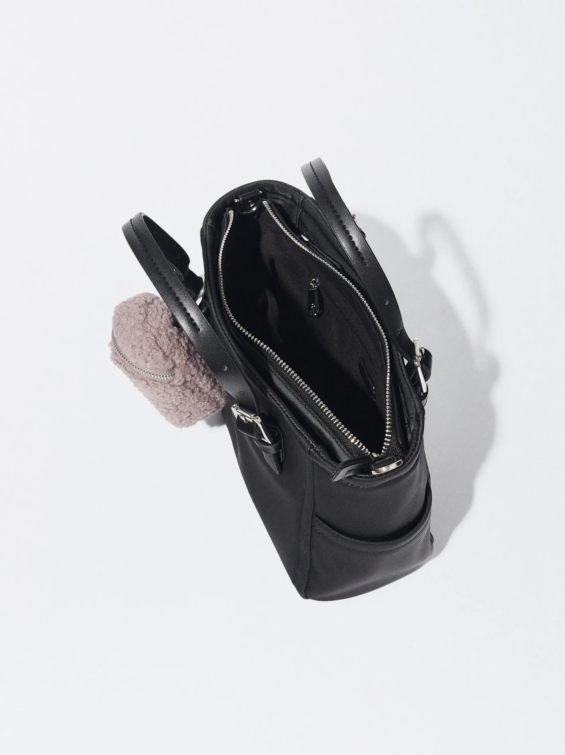PARFOIS Rücksäcke>Shopper Aus Nylon-Imitat Mit Abnehmbarer Tasche Schwarz