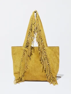 PARFOIS Handtaschen|Grosse Taschen>Shopper Aus Pelz Mit Fransen Senfgelb