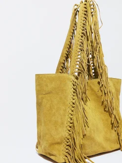 PARFOIS Handtaschen|Grosse Taschen>Shopper Aus Pelz Mit Fransen Senfgelb