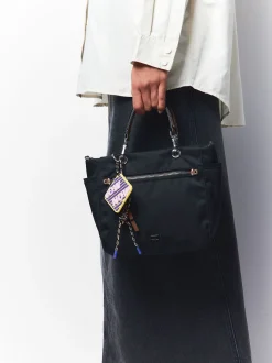 PARFOIS Handtaschen|Grosse Taschen>Shoppingtasche Aus Nylon Mit Anh&auml;nger Schwarz
