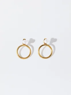 PARFOIS Basics|Kurze Ohrringe>Silberne Creolen Aus Edelstahl Golden