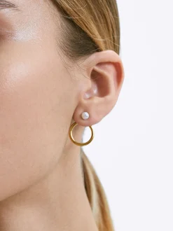 PARFOIS Basics|Kurze Ohrringe>Silberne Creolen Aus Edelstahl Golden