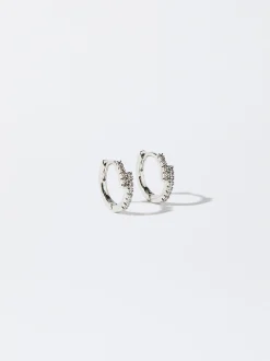 PARFOIS Raffinierter Modeschmuck|Lange Ohrringe>ne Creolen Mit Zirkoniasteinen Silber