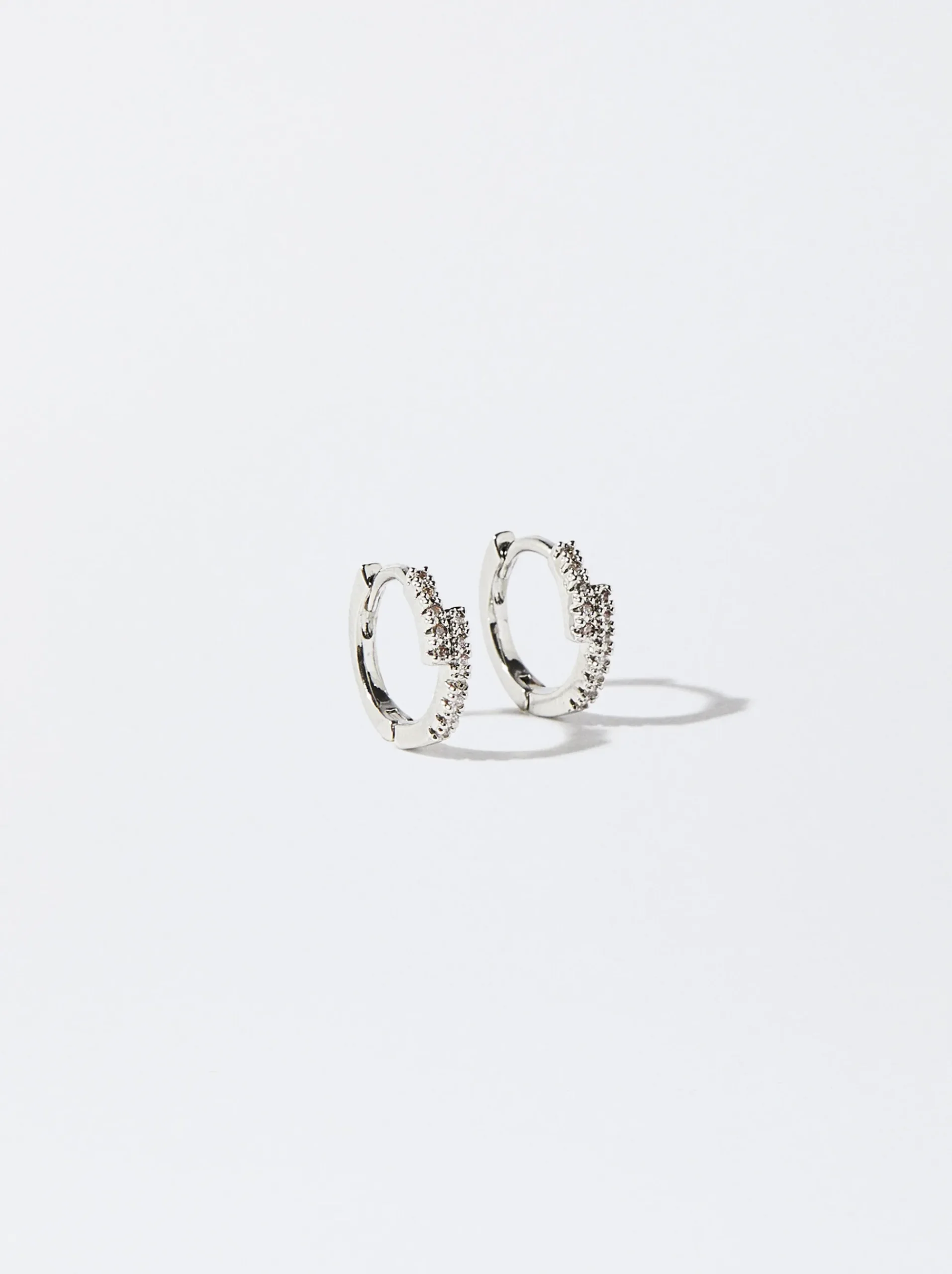 PARFOIS Raffinierter Modeschmuck|Lange Ohrringe>ne Creolen Mit Zirkoniasteinen Silber