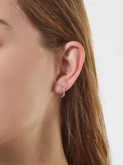 PARFOIS Raffinierter Modeschmuck|Lange Ohrringe>ne Creolen Mit Zirkoniasteinen Silber