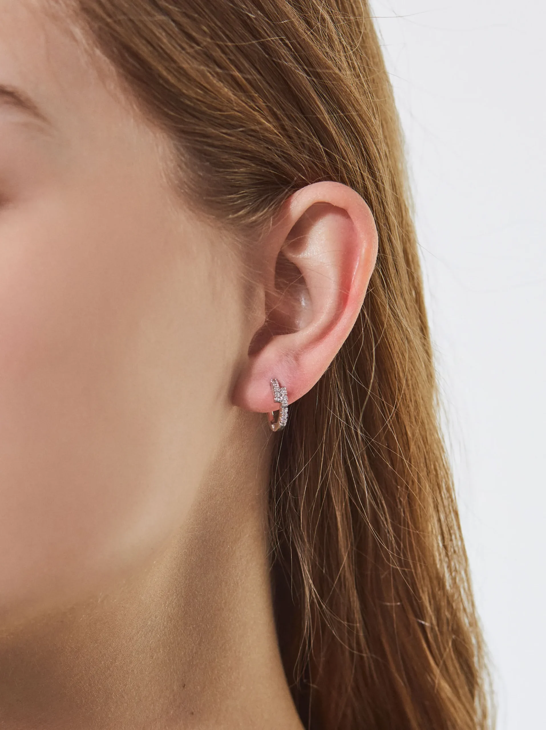 PARFOIS Raffinierter Modeschmuck|Lange Ohrringe>ne Creolen Mit Zirkoniasteinen Silber