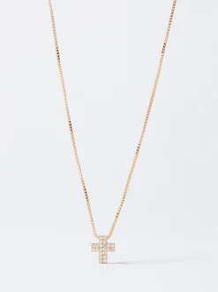 PARFOIS Raffinierter Modeschmuck|Ringe>Silberne Halskette Mit Kreuz Und Zirkonia Golden