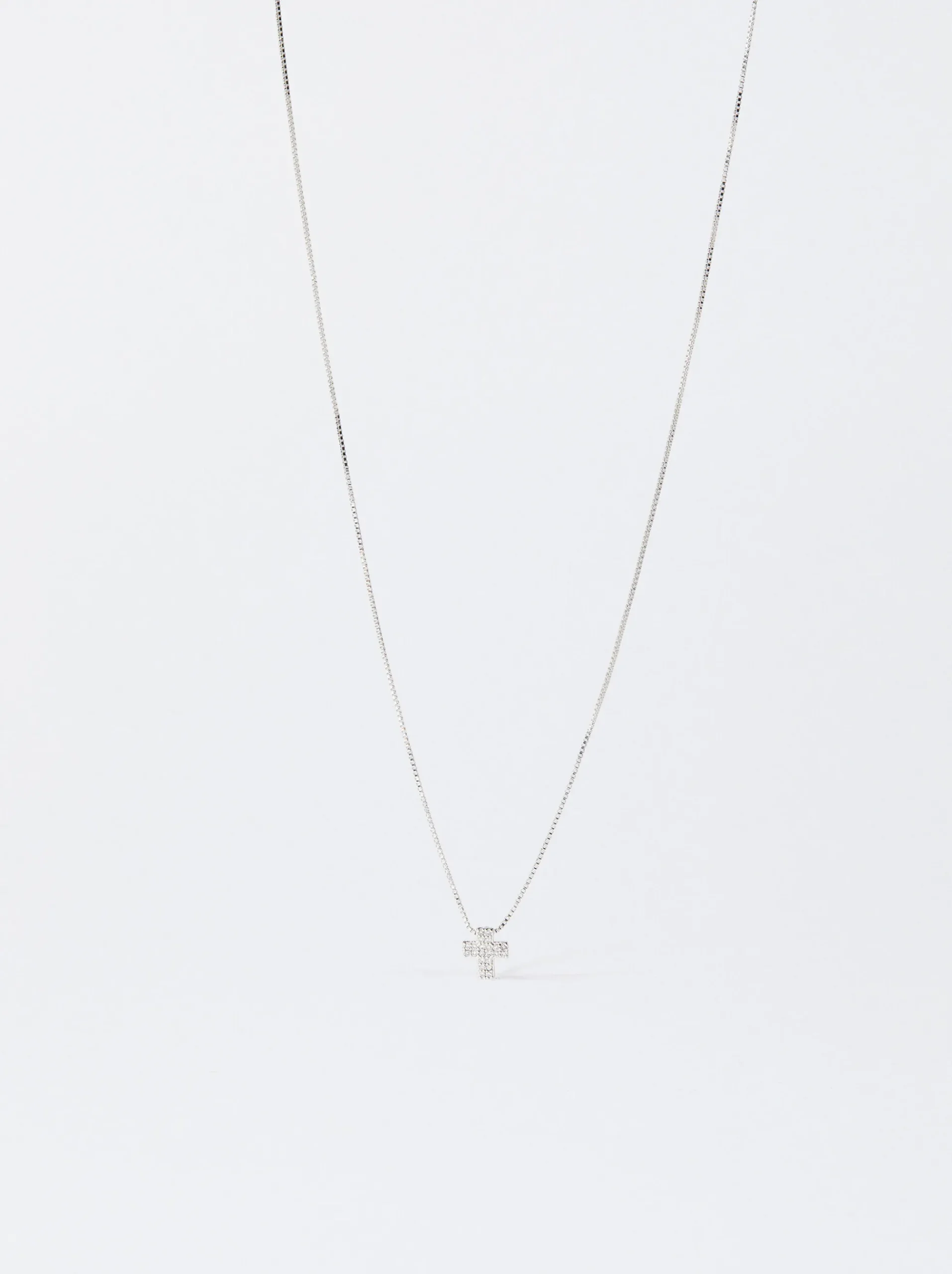 PARFOIS Raffinierter Modeschmuck|Kurze Ohrringe>ne Halskette Mit Zirkoniasteinen Und Kreuz Silber