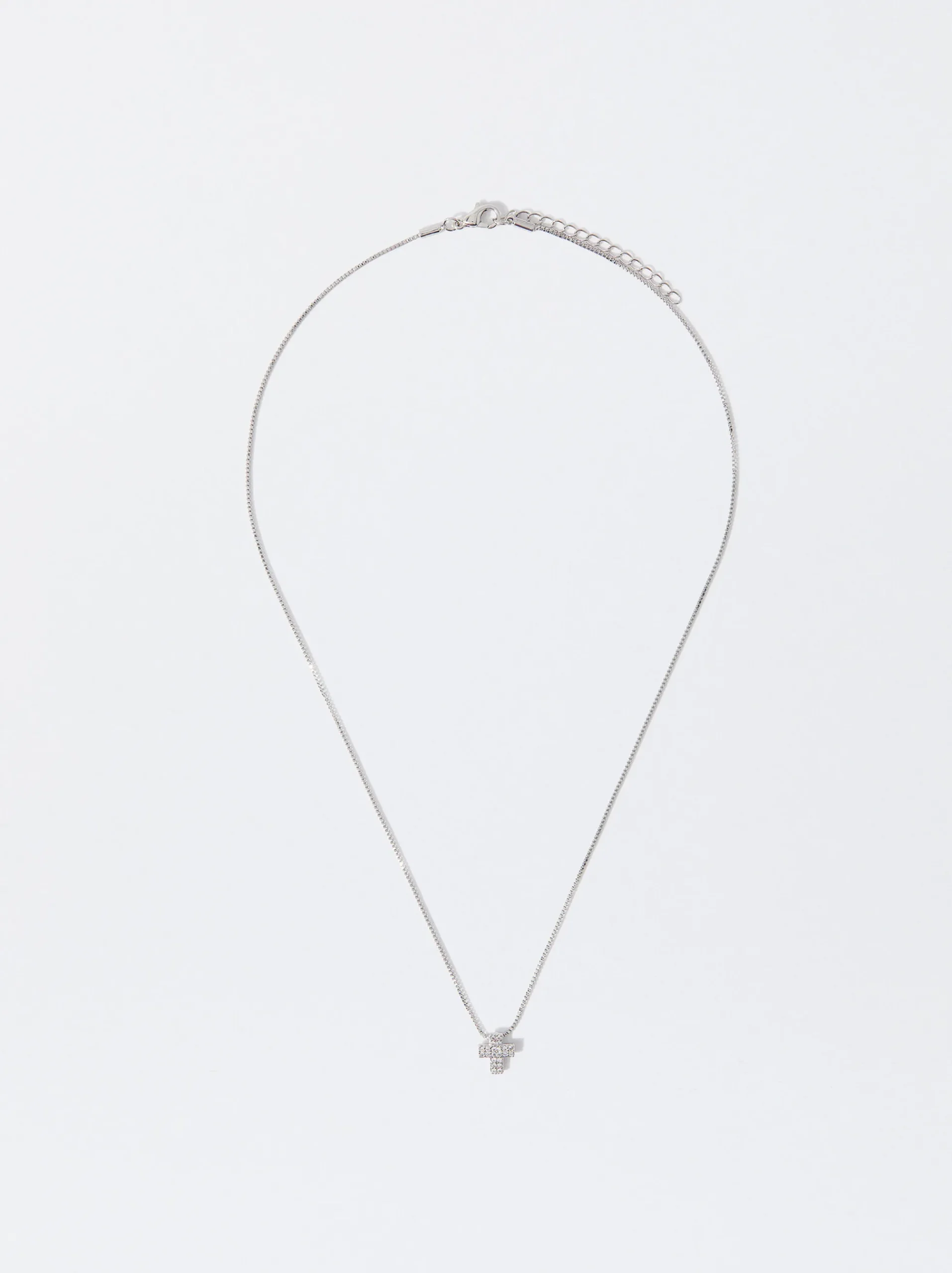 PARFOIS Raffinierter Modeschmuck|Kurze Ohrringe>ne Halskette Mit Zirkoniasteinen Und Kreuz Silber