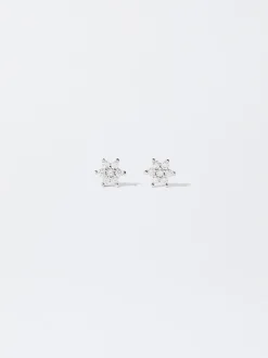 PARFOIS Lange Ohrringe>ne Ohrringe Mit Zirkoniasteinen Und Blume Silber