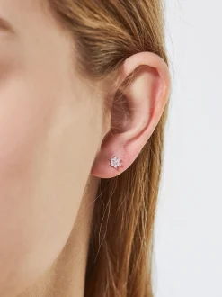 PARFOIS Lange Ohrringe>ne Ohrringe Mit Zirkoniasteinen Und Blume Silber