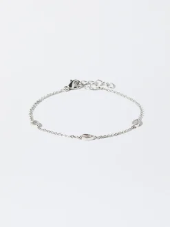 PARFOIS Raffinierter Modeschmuck|Lange Ohrringe>nes Armband Mit Zirkoniasteinen Und Tropfen Silber