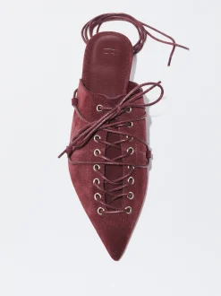 PARFOIS Raffinierter Modeschmuck|Lange Ohrringe>Slingback-Schuhe Aus Leder Mit Schn&uuml;rung Bordeaux